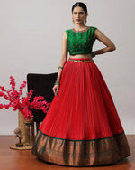 Load image into Gallery viewer, Red &amp; Green Crop Top Skirt
