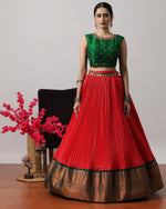 Load image into Gallery viewer, Red &amp; Green Crop Top Skirt
