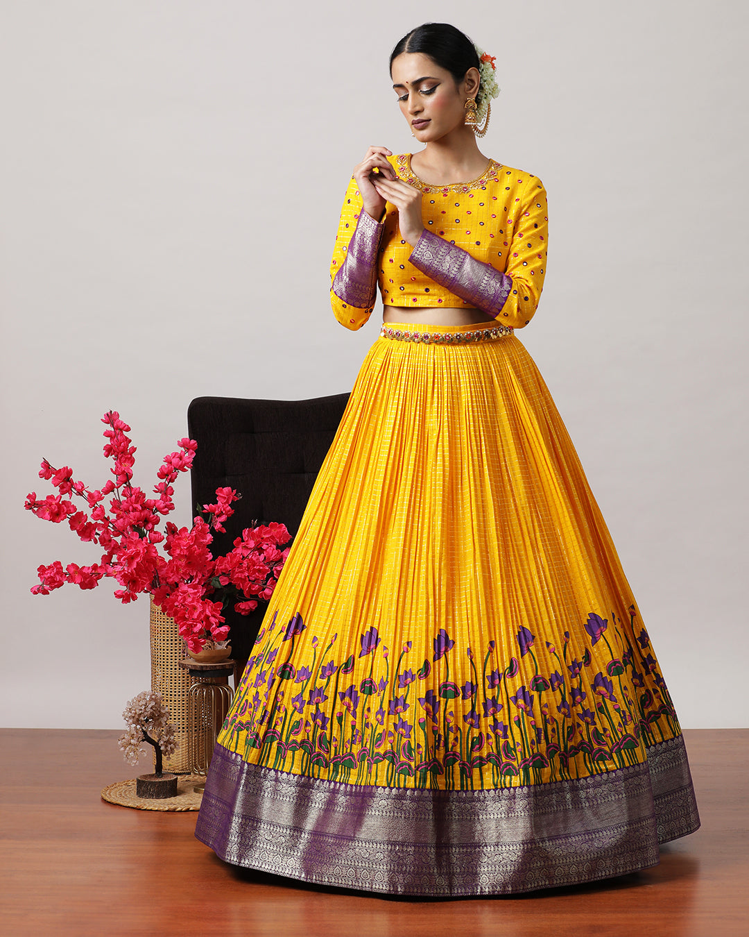 Yellow Crop Top &amp; Skirt