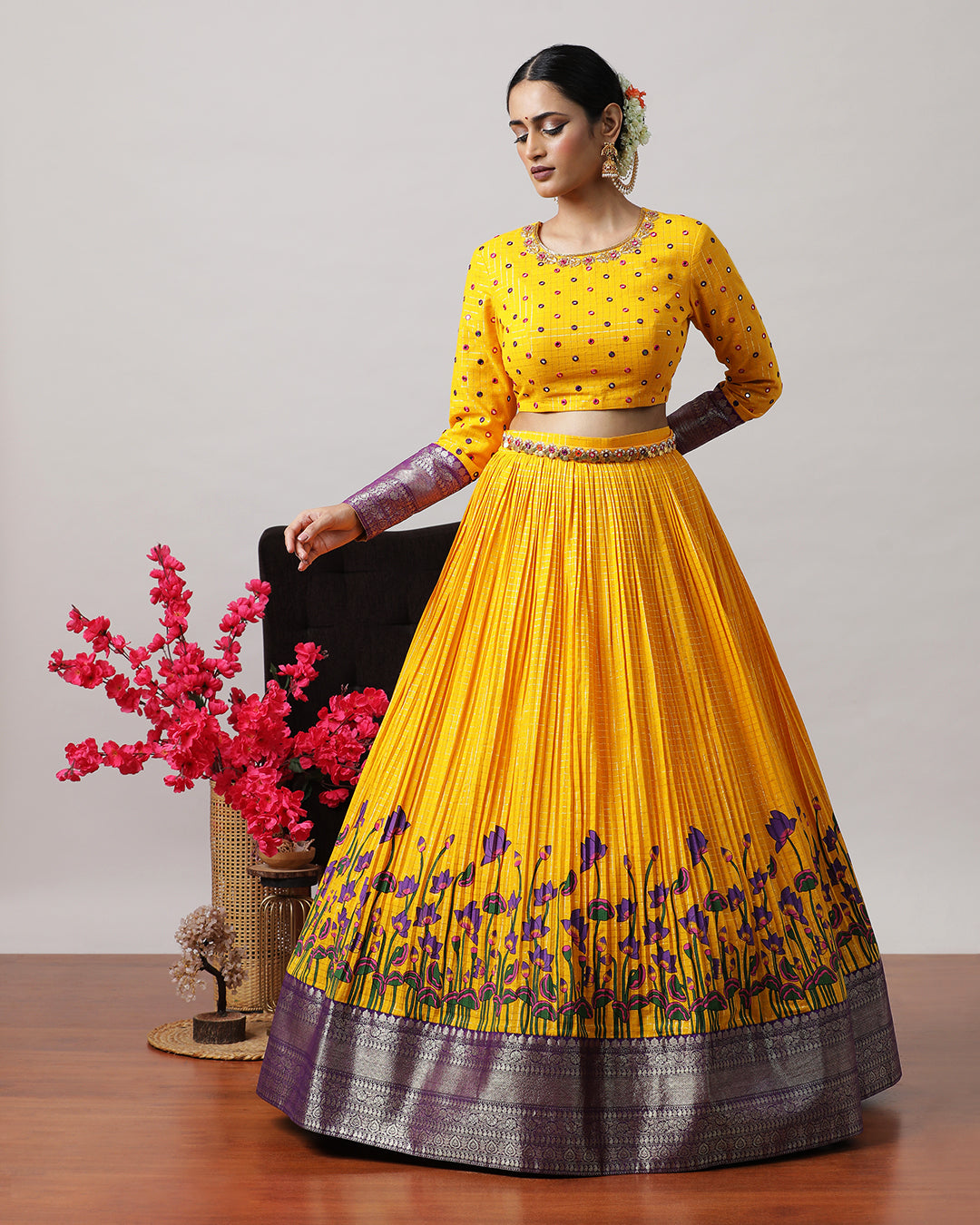 Yellow Crop Top &amp; Skirt