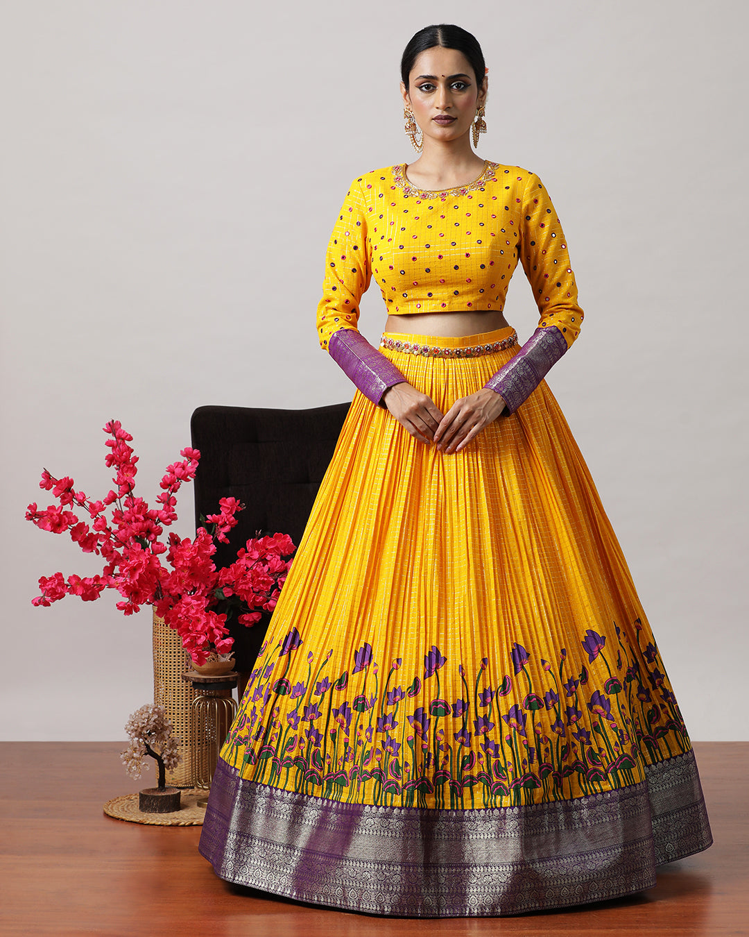 Yellow Crop Top &amp; Skirt