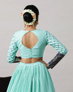 Load image into Gallery viewer, Turquoise Blue Crop Top &amp; Skirt
