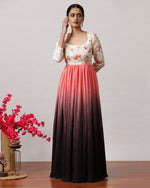 Load image into Gallery viewer, Peach &amp; Brown Ombre Floral Dress
