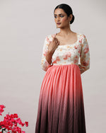 Load image into Gallery viewer, Peach &amp; Brown Ombre Floral Dress
