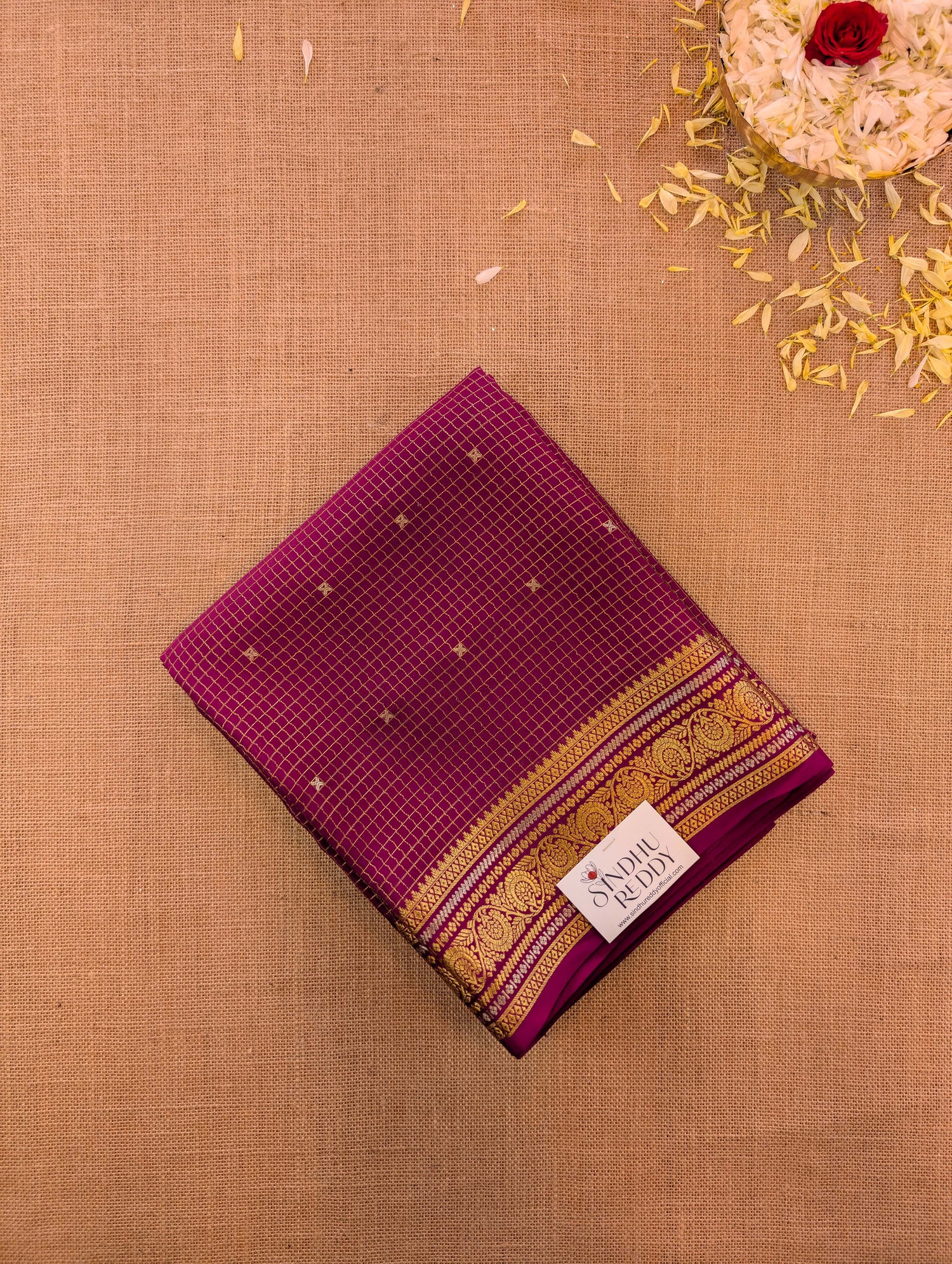 Pure Mysore Silk Crepe - Maroon with Printed Pallu