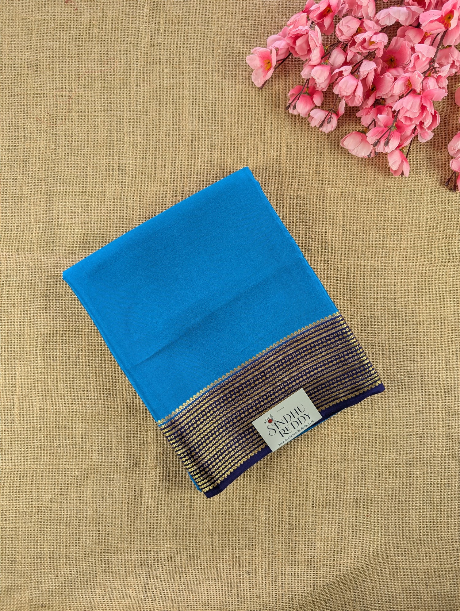 Pure Mysore Silk Crepe - Water Blue with Purplish Blue