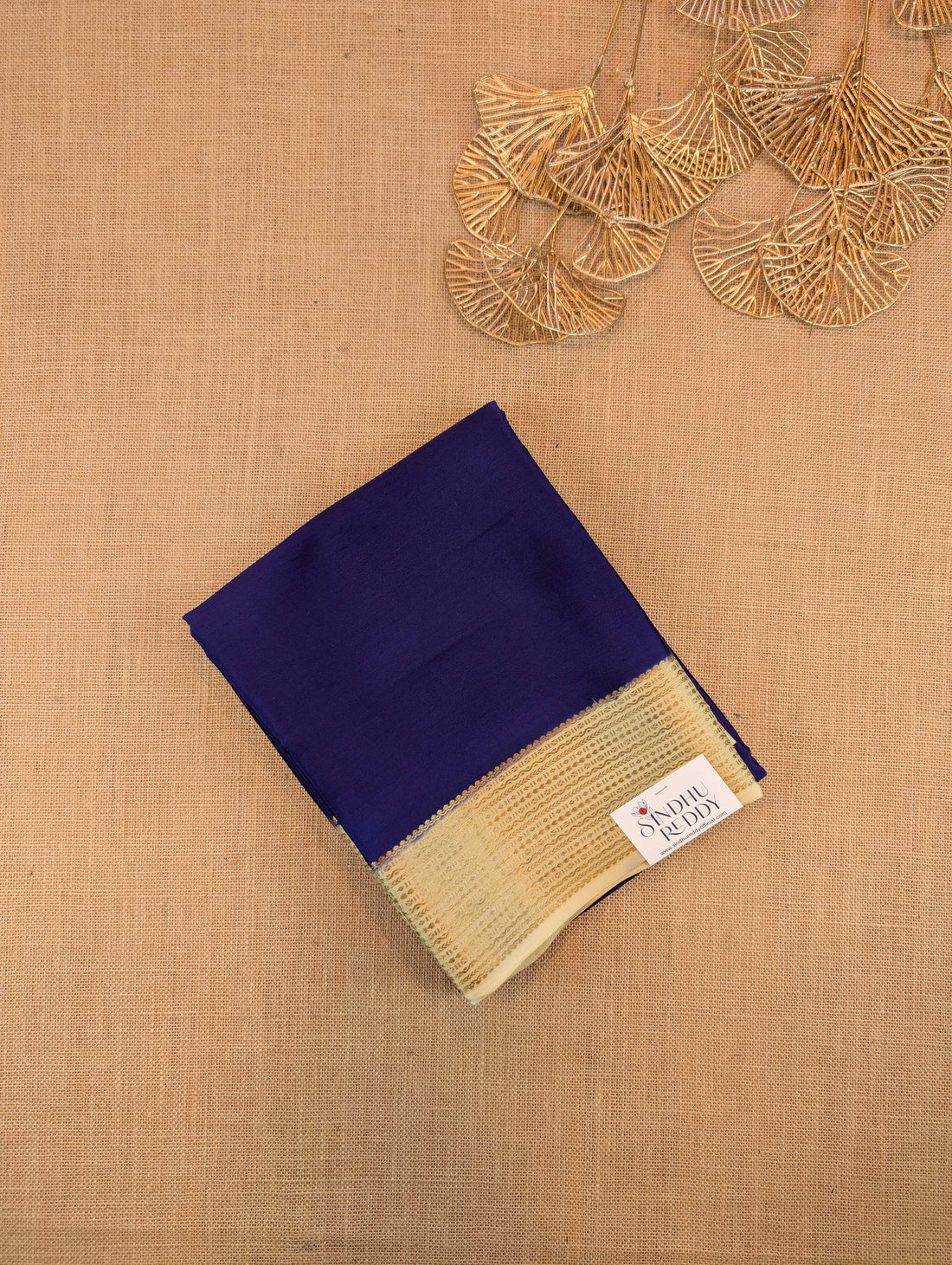 Pure Mysore Silk Crepe - Deep Blue with Pista Green