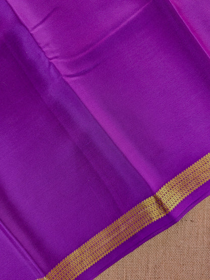 Pure Mysore Silk Crepe - Purple with zari border