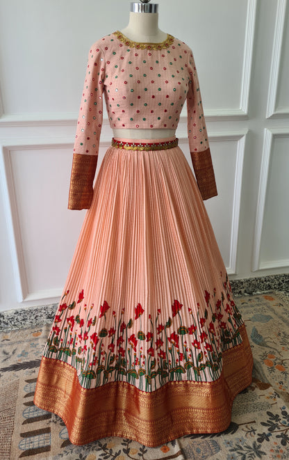 Peach Crop Top &amp; Skirt