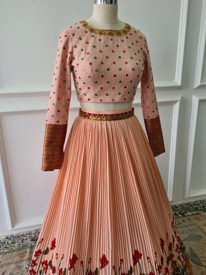 Peach Crop Top &amp; Skirt