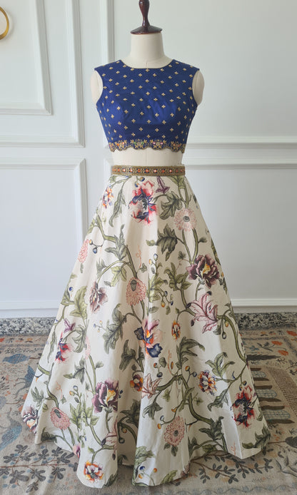 Floral Crop Top Skirt