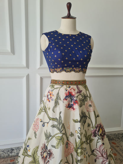 Floral Crop Top Skirt