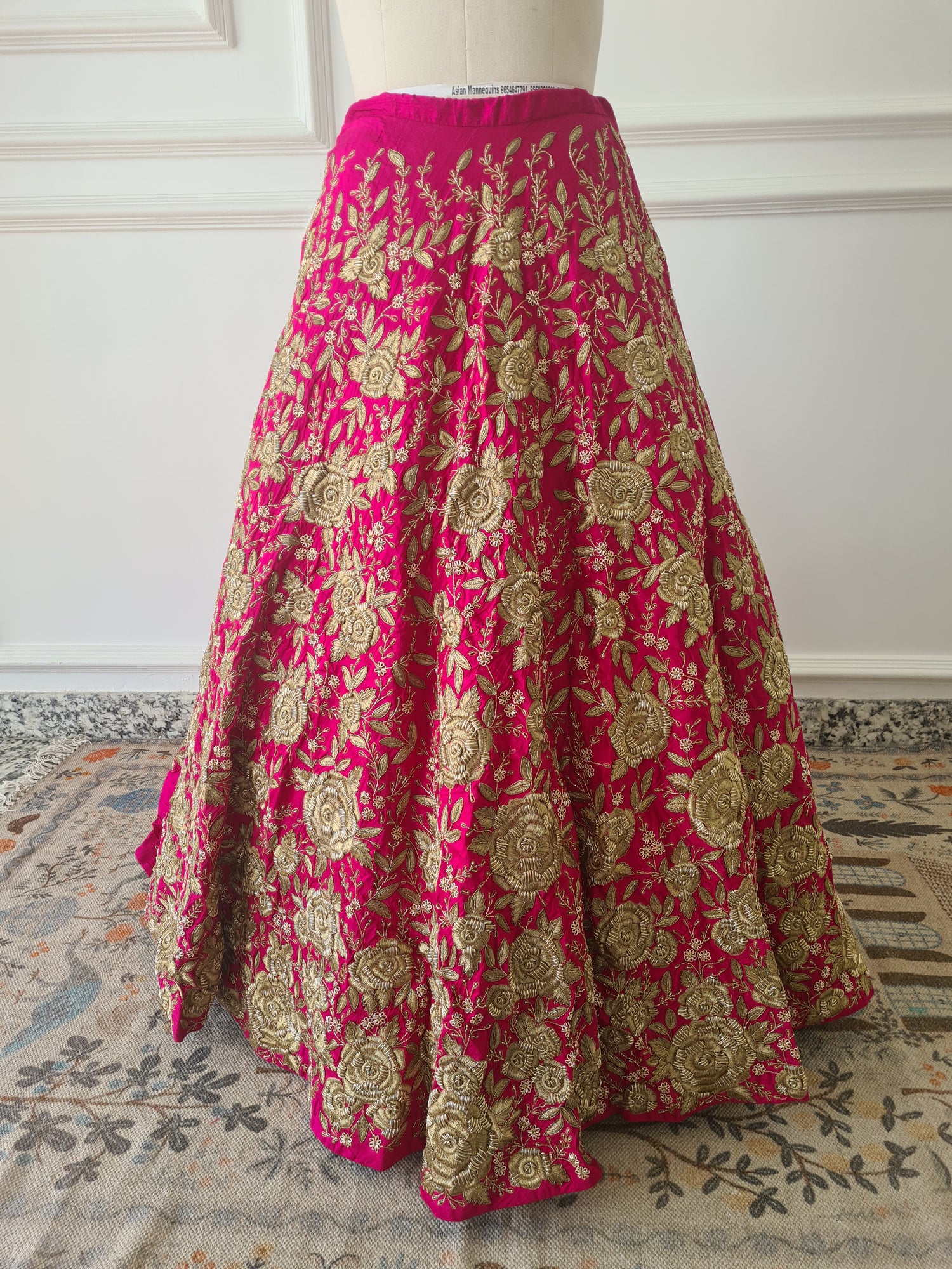 Pink Heavy Hand Embroidered Skirt