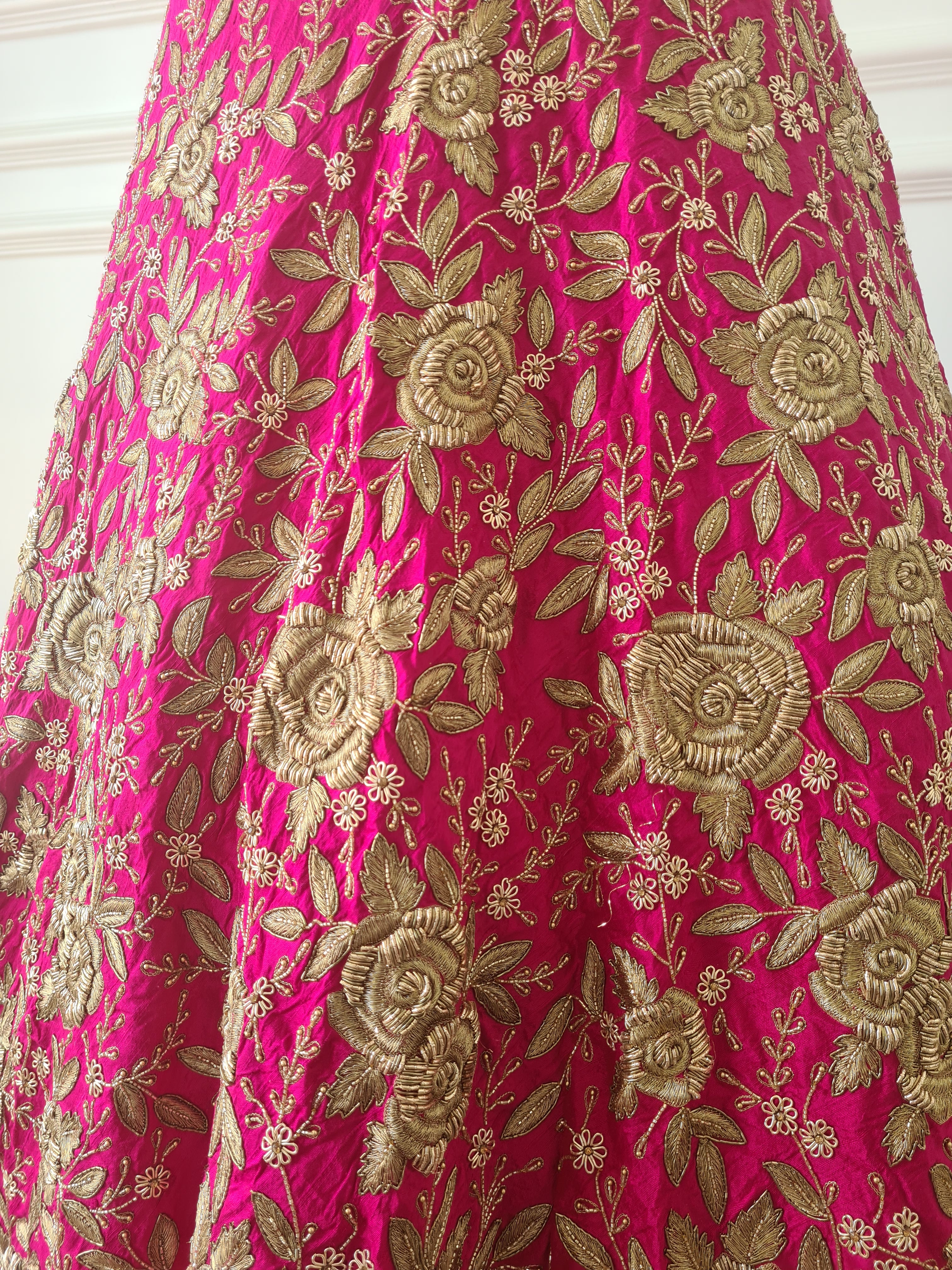 Pink Heavy Hand Embroidered Skirt