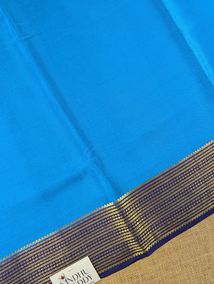 Pure Mysore Silk Crepe - Water Blue with Purplish Blue