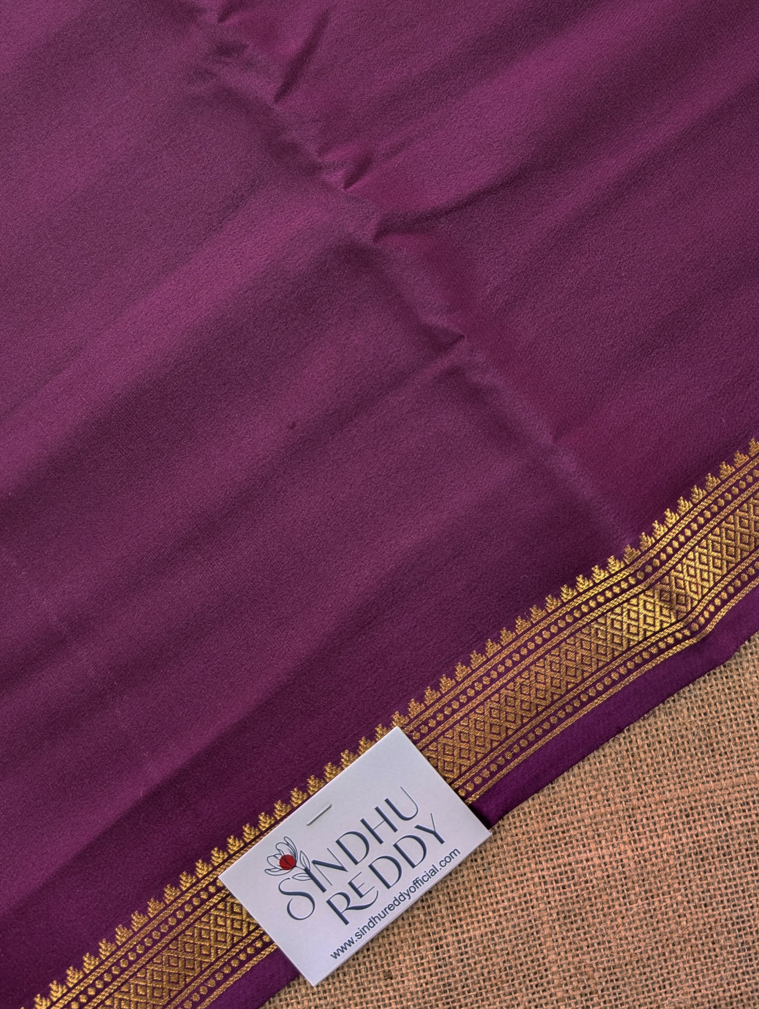 Pure Mysore Silk Crepe - Coffee Brown with small zari border