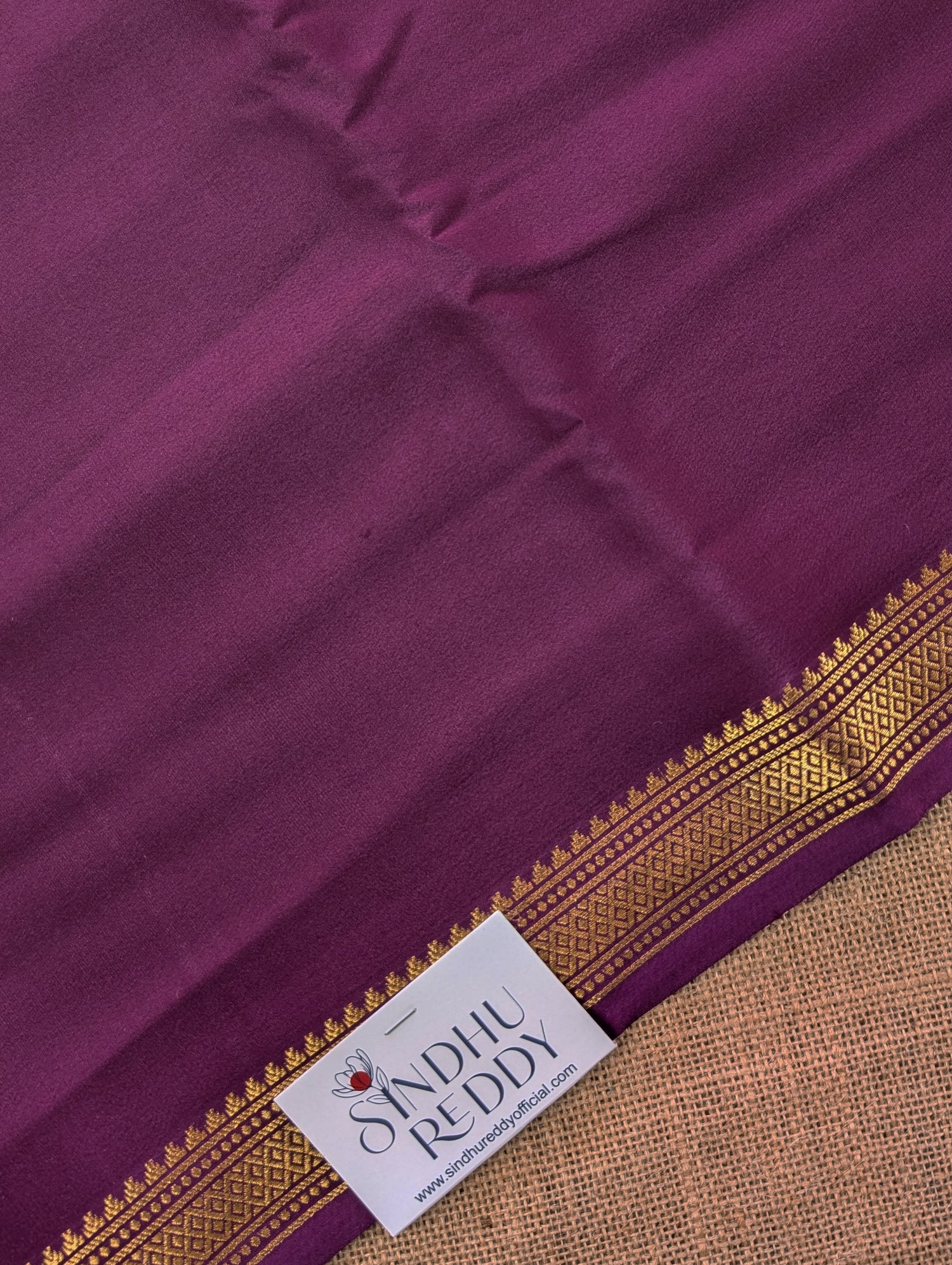 Pure Mysore Silk Crepe - Coffee Brown with small zari border