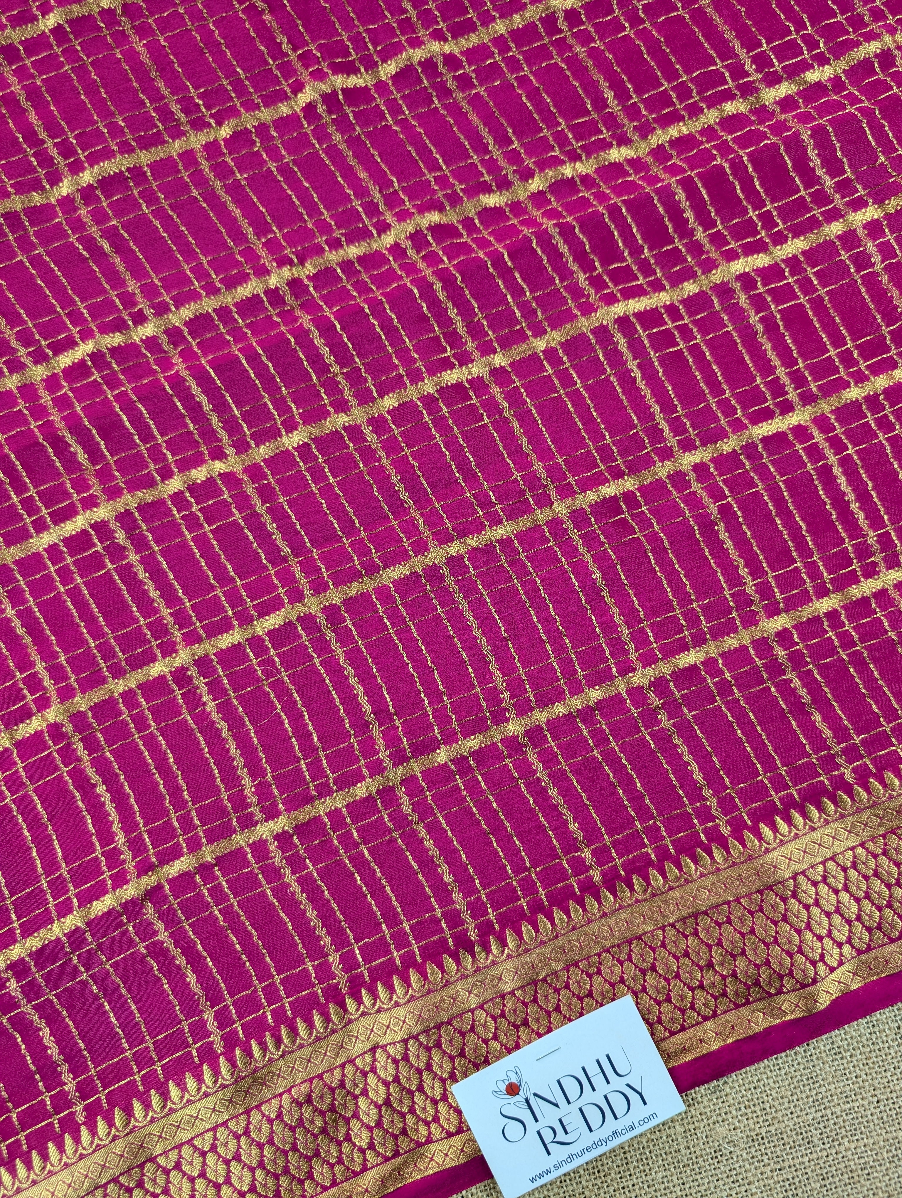 Pure Mysore Silk Crepe - Pink with Hand Painted Pen Kalamkari Pallu &amp; Blouse