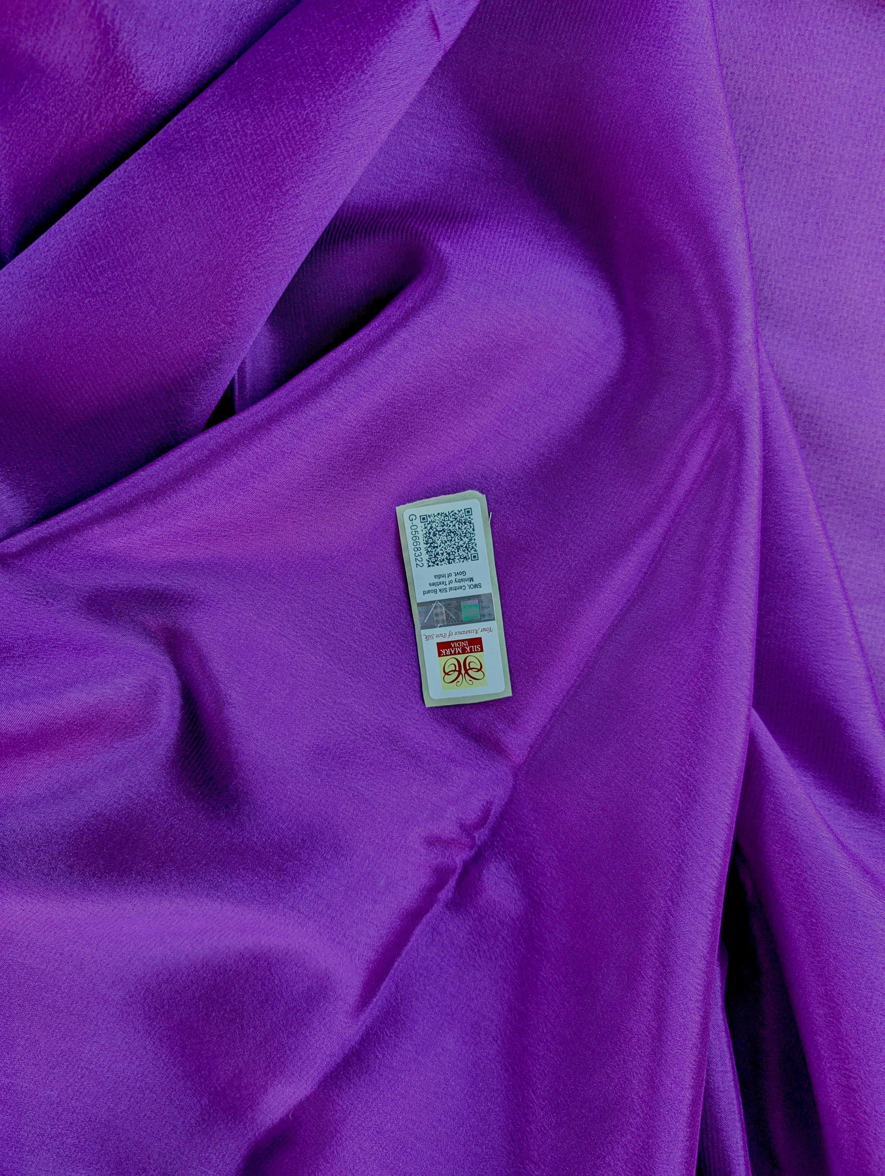 Pure Mysore Silk Crepe - Purple with zari border