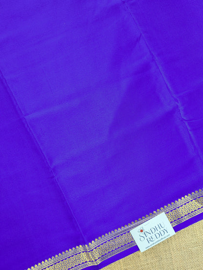 Pure Mysore Silk Crepe - Royal Blue with small zari border