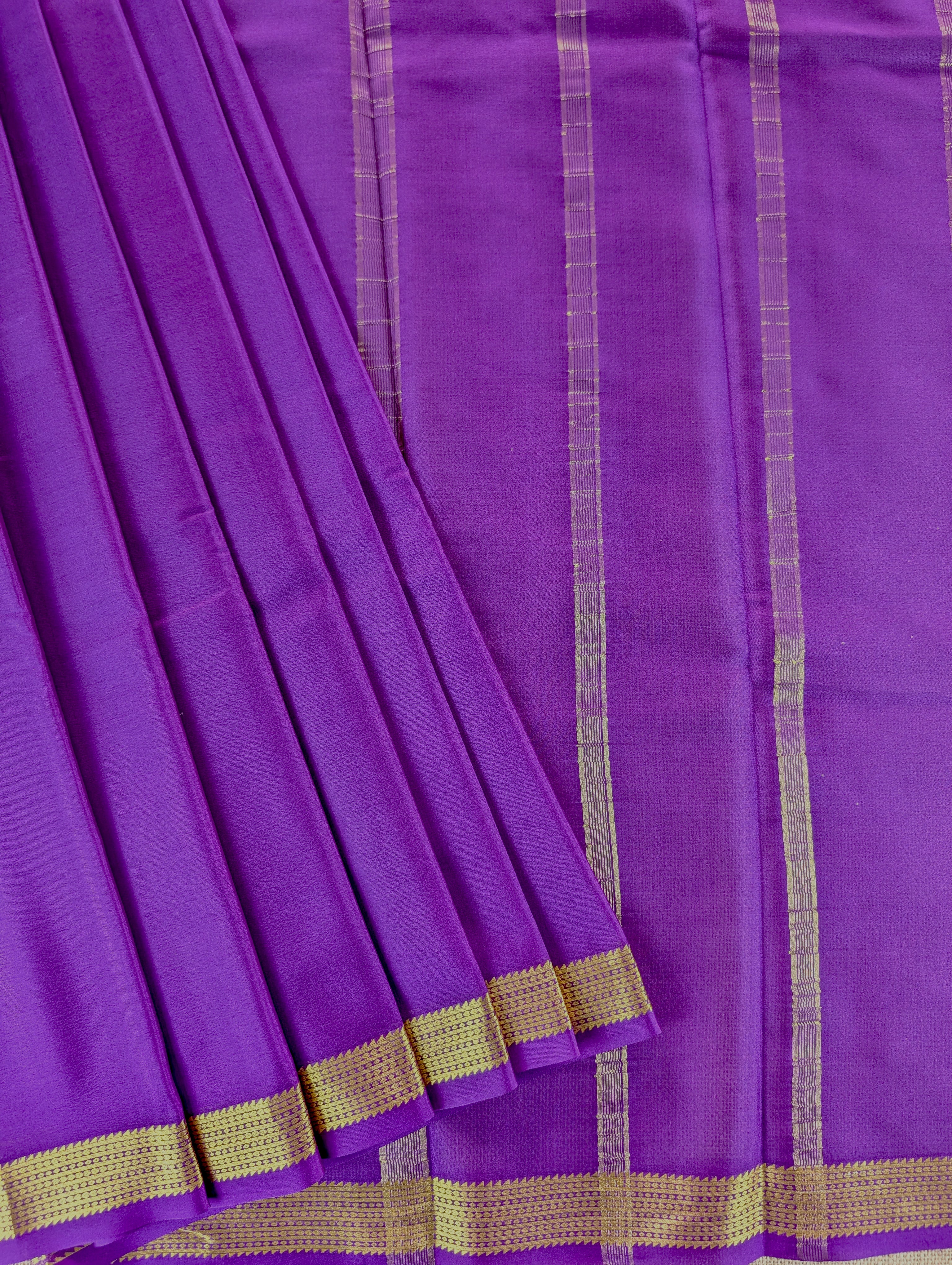 Pure Mysore Silk Crepe - Purple with zari border