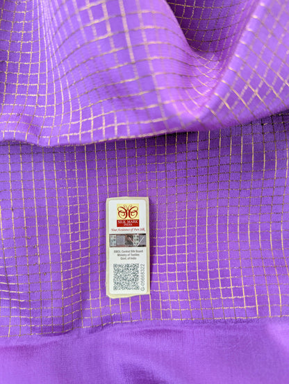 Pure Mysore Silk Crepe -  Lavender with Half &amp; Half Printed Border