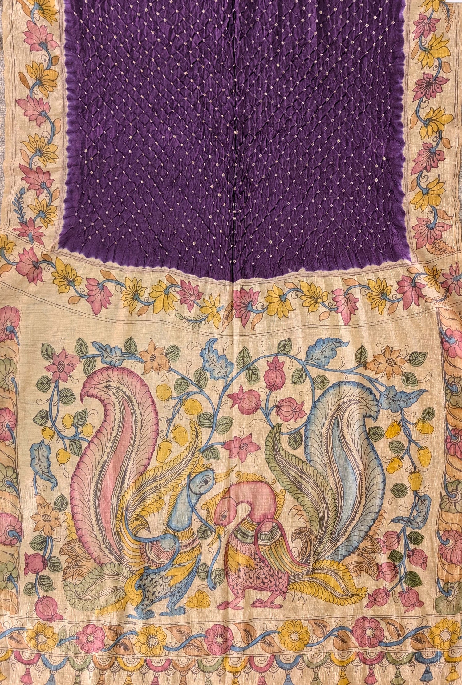 Pen Kalamkari X Bandhani - Purple