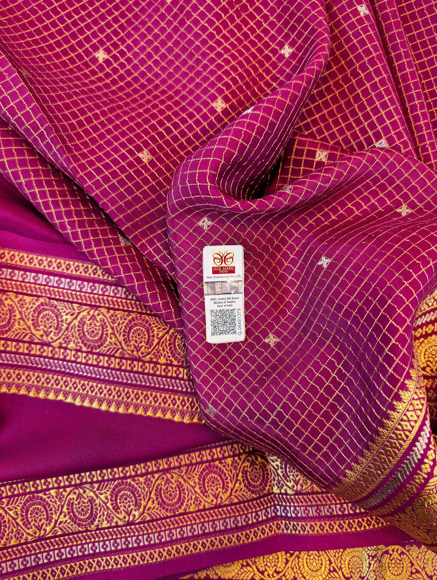 Pure Mysore Silk Crepe - Maroon with Printed Pallu