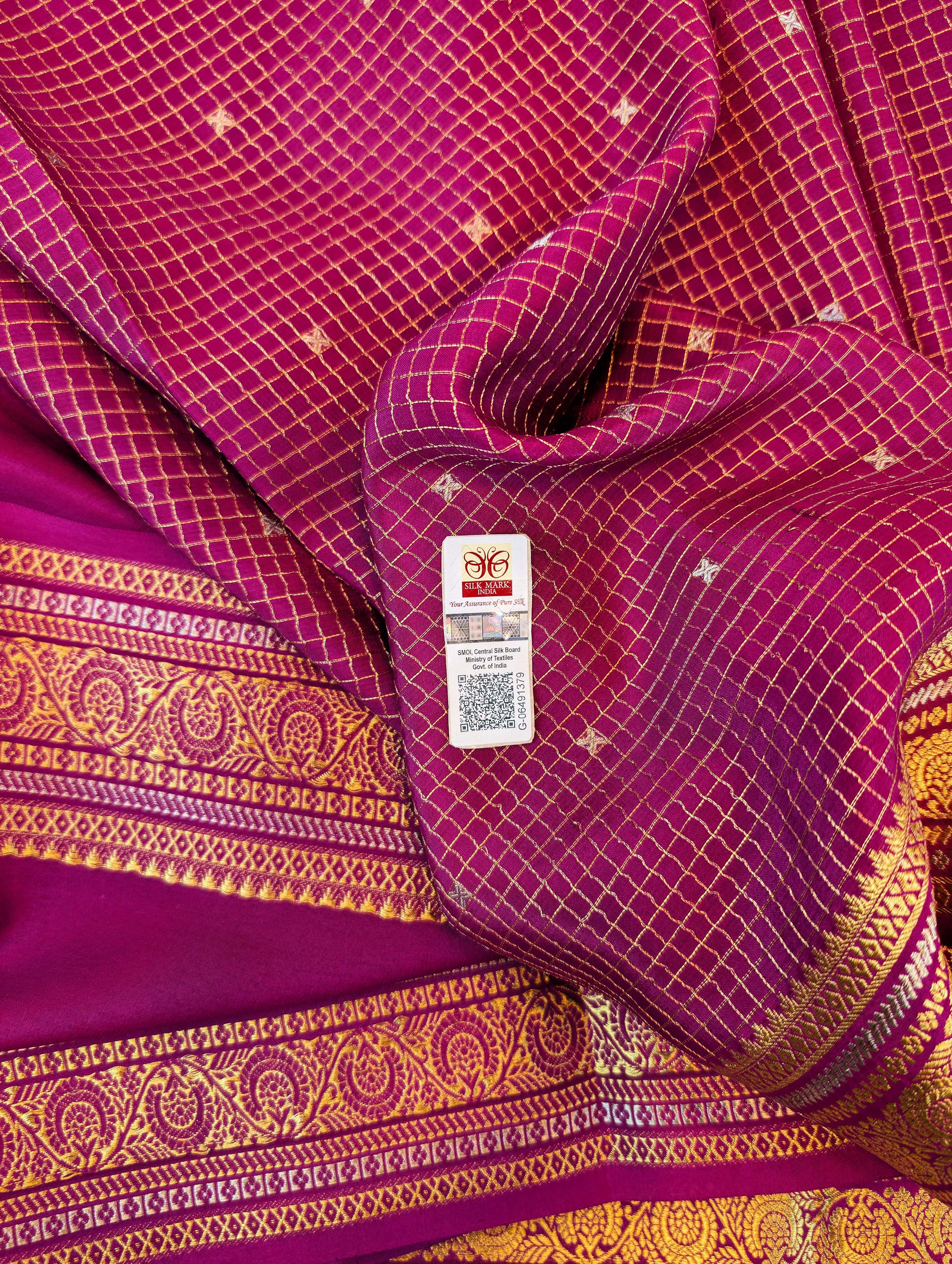 Pure Mysore Silk Crepe - Maroon with Printed Pallu