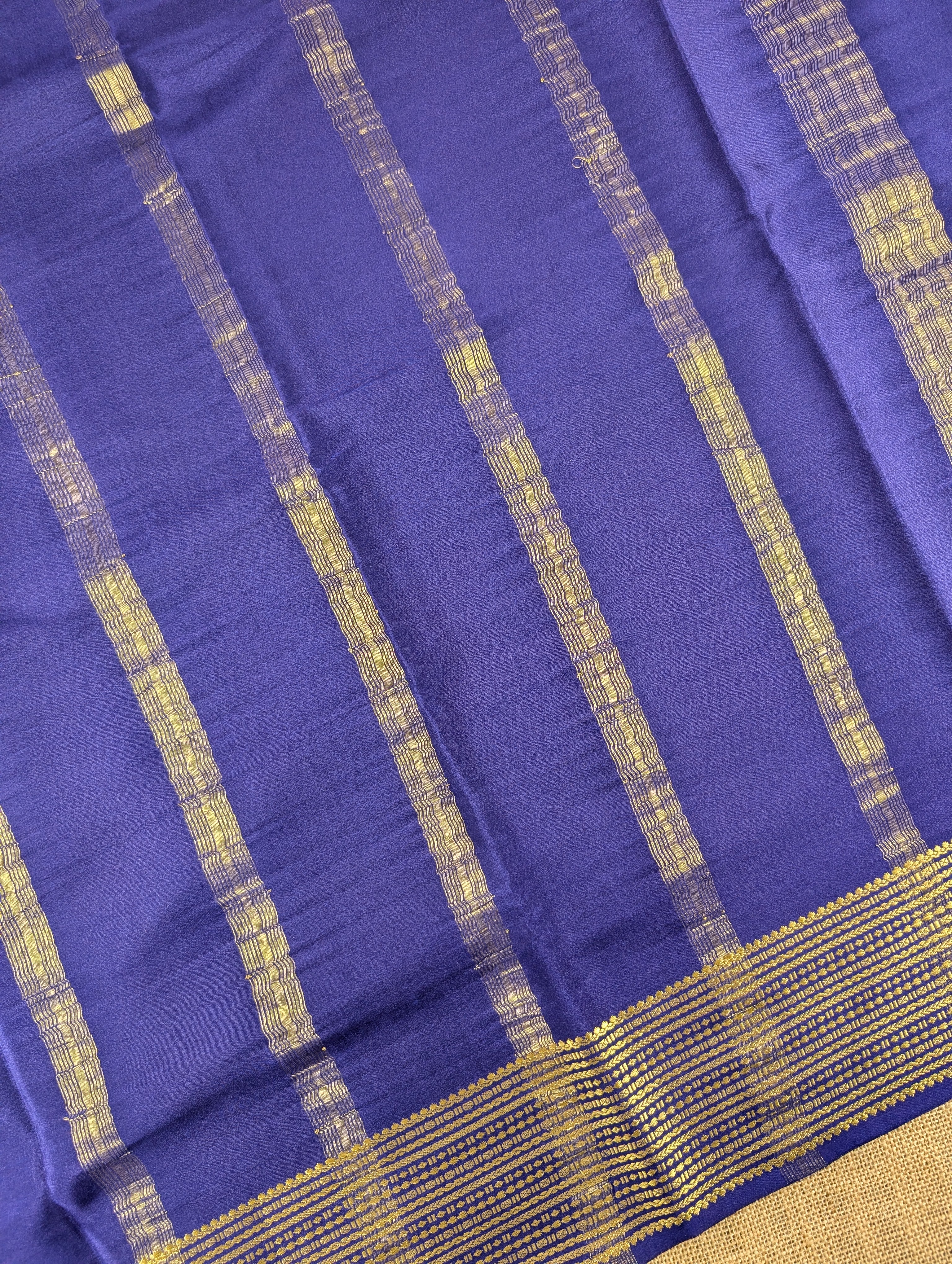 Pure Mysore Silk Crepe - Water Blue with Purplish Blue