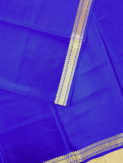 Pure Mysore Silk Crepe - Royal Blue with small zari border