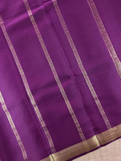 Pure Mysore Silk Crepe - Pista Green with Purple