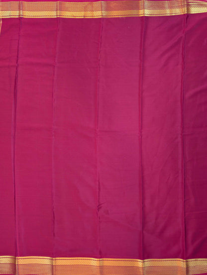 Pure Mysore Silk Crepe - Black with Dark Pink