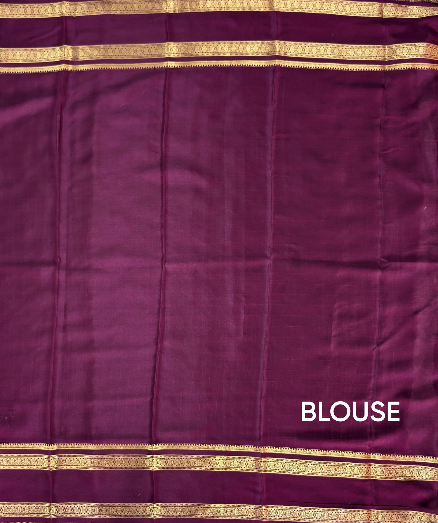 Pure Mysore Silk Crepe - Wine with zari checks and gap border