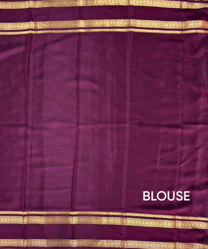 Pure Mysore Silk Crepe - Wine with zari checks and gap border