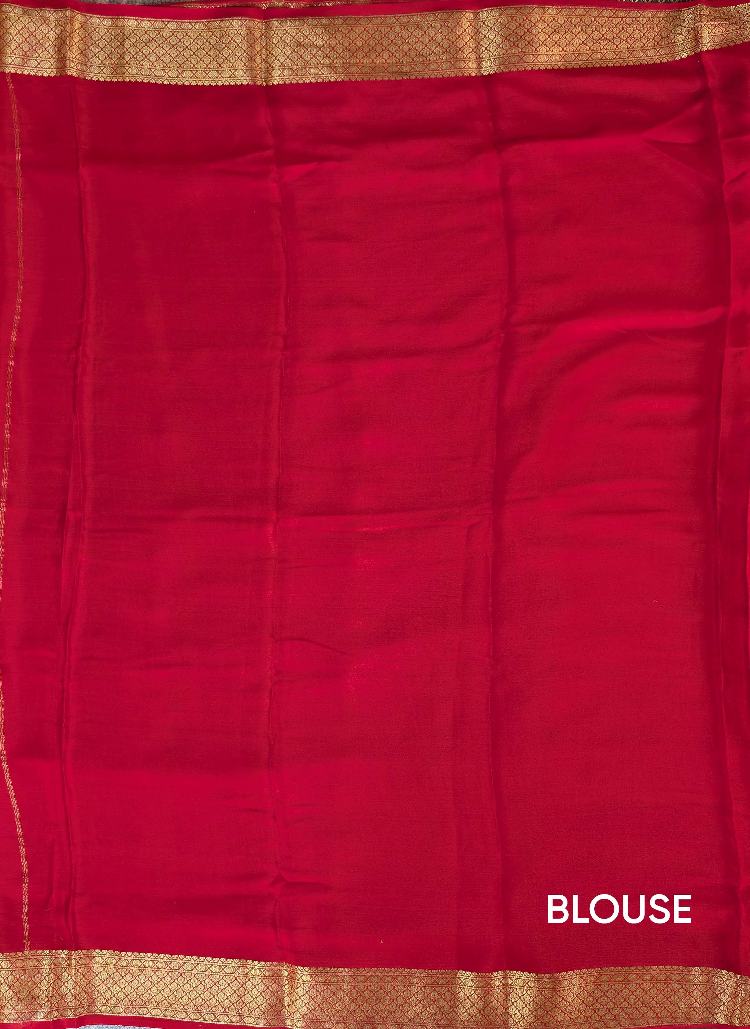 Pure Mysore Silk Crepe - Light Brown with Red &amp; Black 3D Pattern