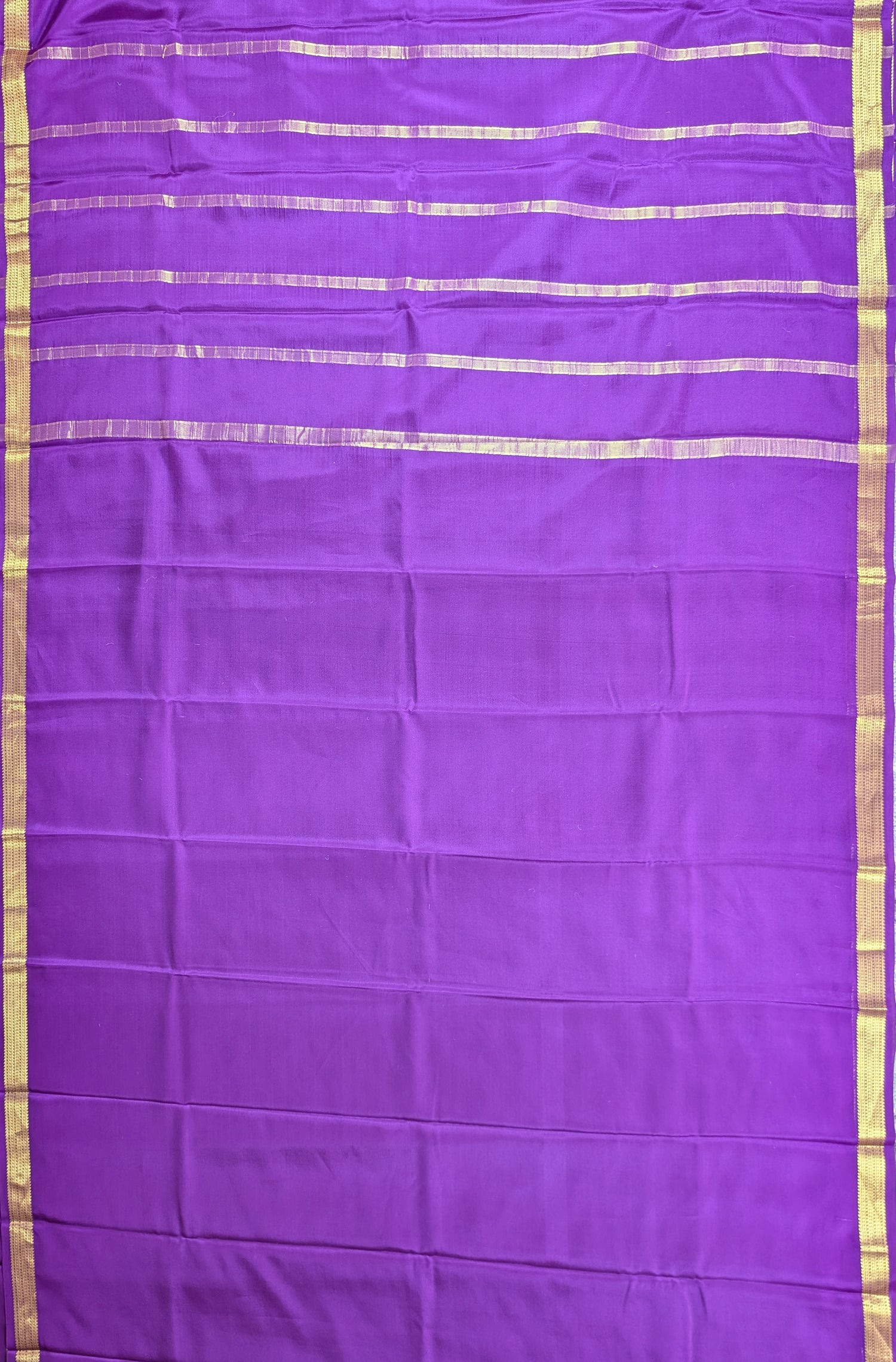 Pure Mysore Silk Crepe - Purple with zari border