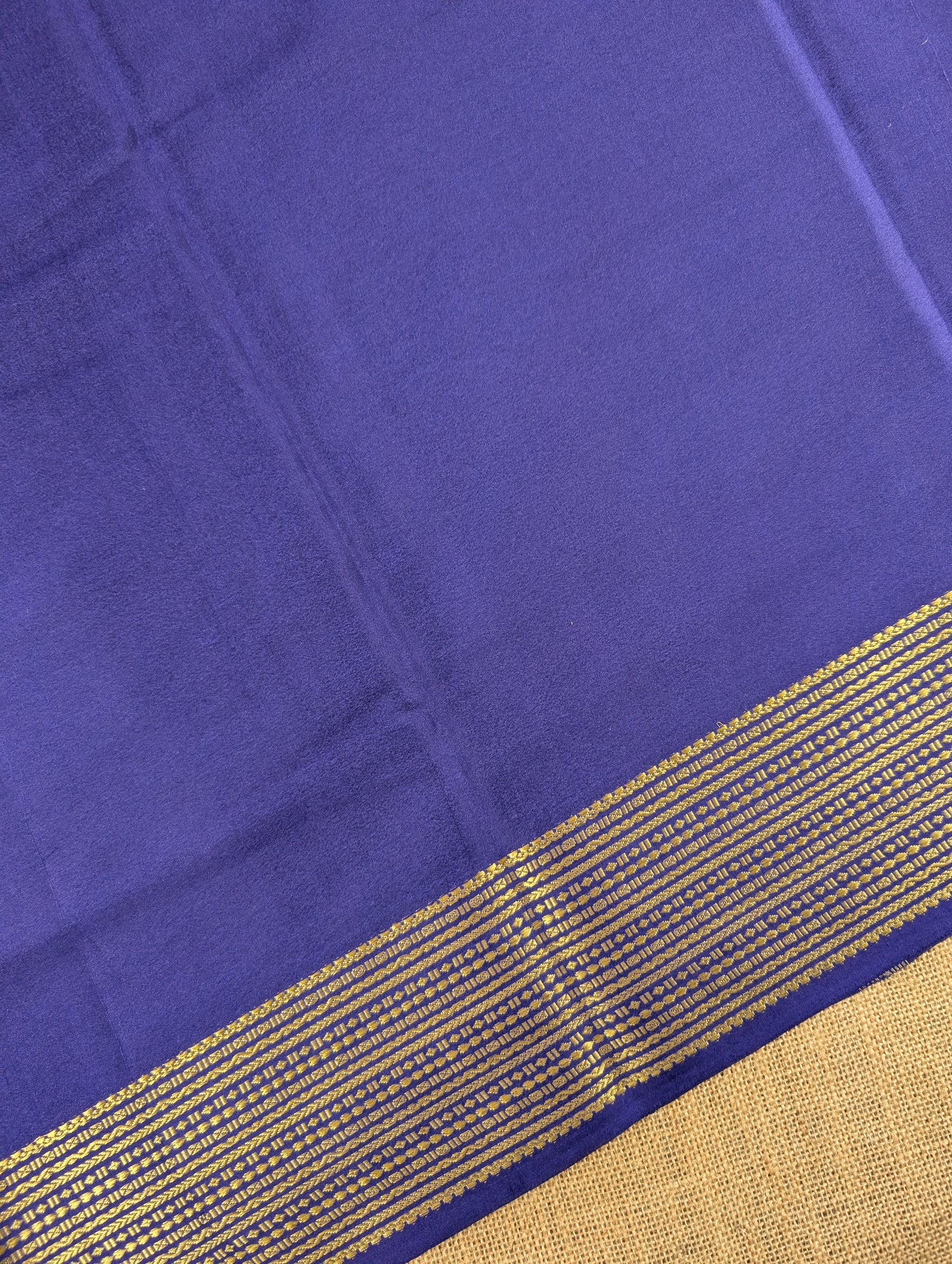 Pure Mysore Silk Crepe - Water Blue with Purplish Blue