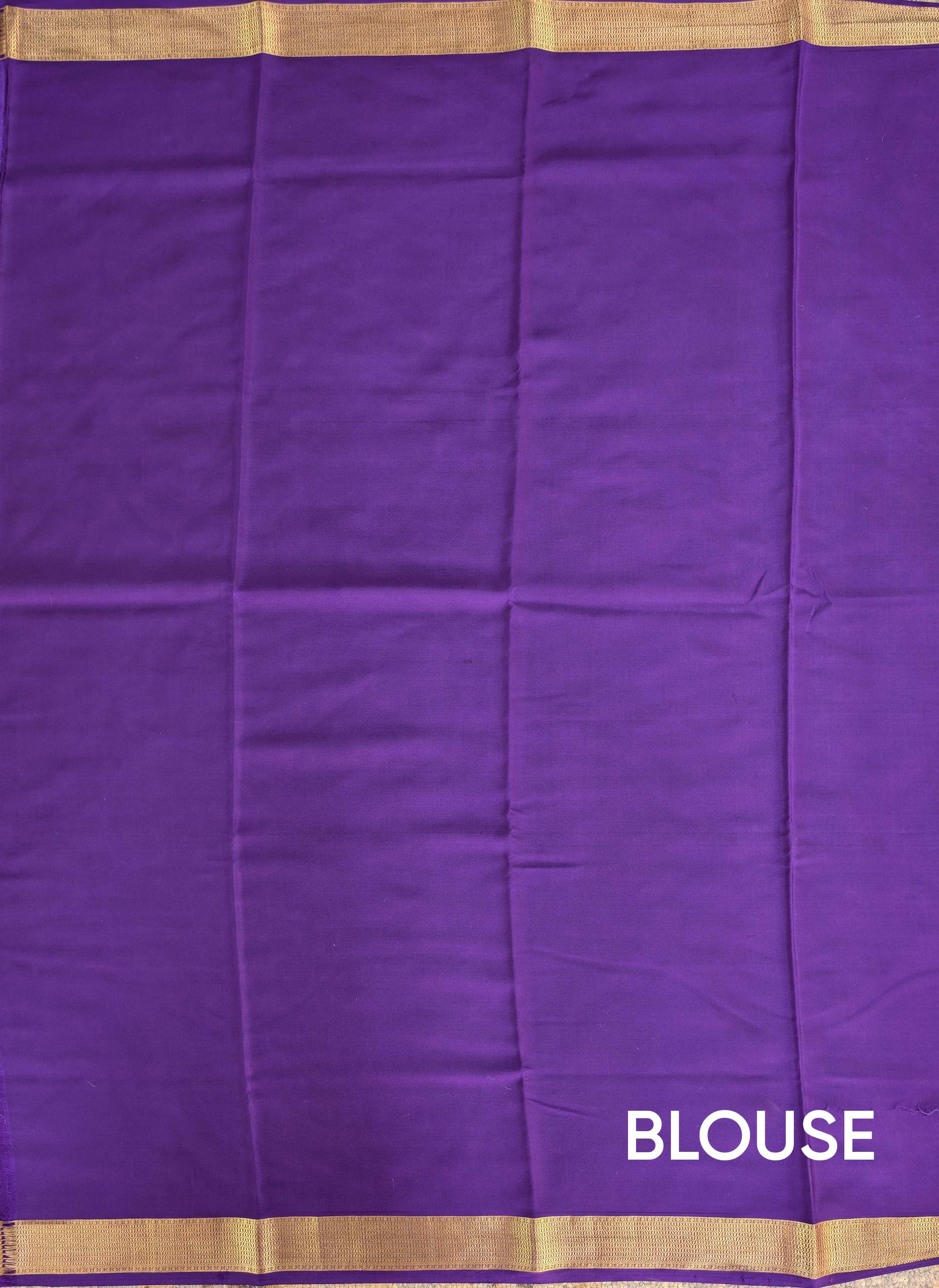 Pure Mysore Silk Crepe - Orange with Purple