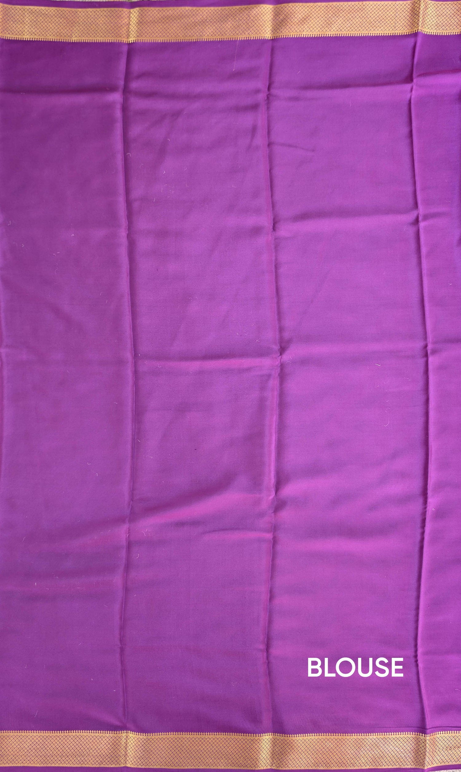 Pure Mysore Silk Crepe -  Purple with Printed Half Border