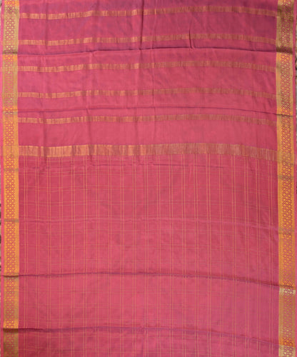 Pure Mysore Silk Crepe - Peach with zari checks and border