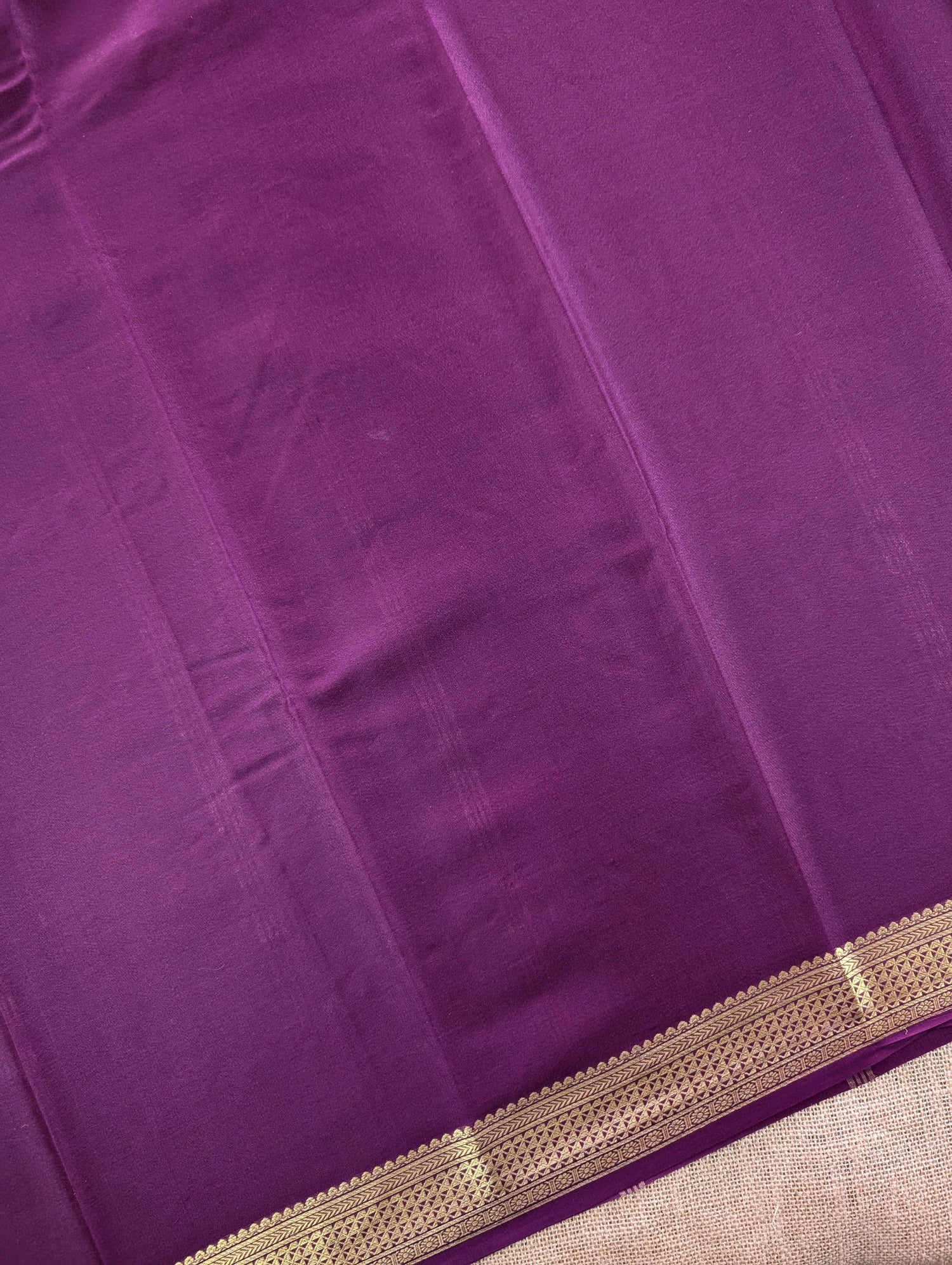 Pure Mysore Silk Crepe - Pista Green with Purple