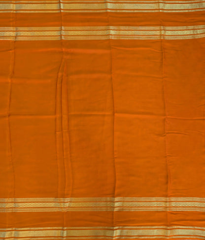 Pure Mysore Silk Crepe - Sea Blue with Orange