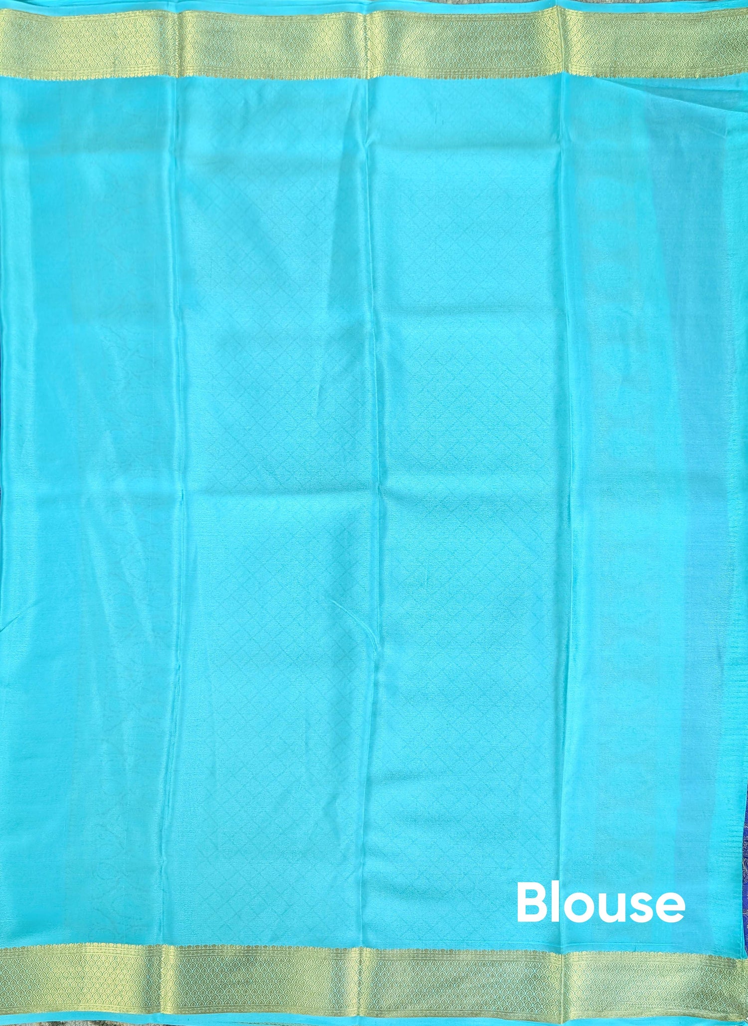 Pure Mysore Silk Crepe Brocade - Blue &amp; Turquoise Blue