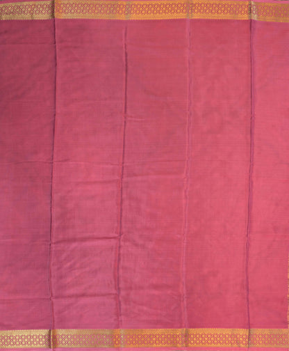 Pure Mysore Silk Crepe - Peach with zari checks and border