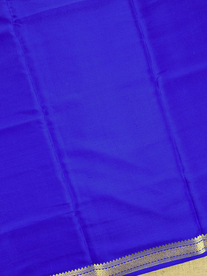 Pure Mysore Silk Crepe - Royal Blue with small zari border