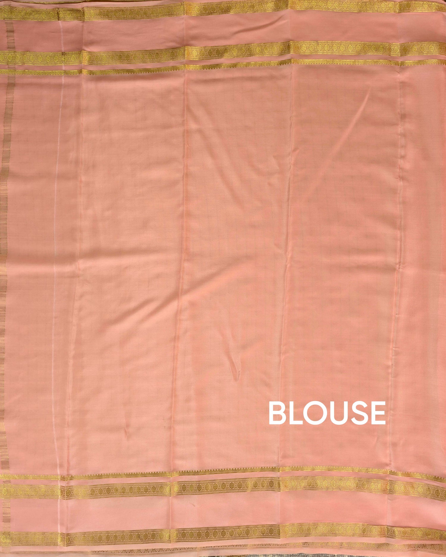 Pure Mysore Silk Crepe - Peach with zari checks and gap border