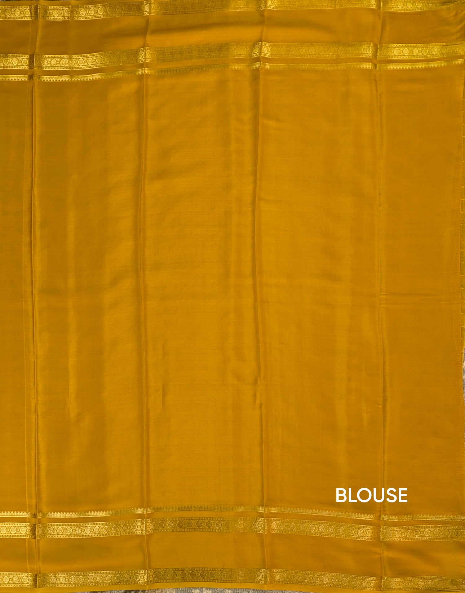 Pure Mysore Silk Crepe - Mustard with zari checks and gap border