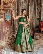 Load image into Gallery viewer, Green Pre-Draped Lehanga Set
