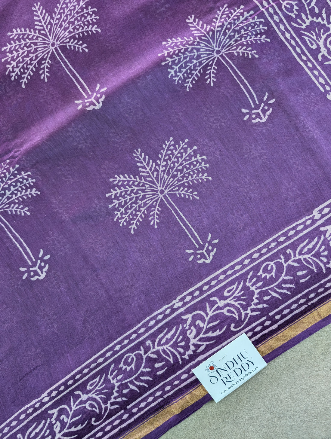 Hand Block Printed Maheshwari Silk - Purple